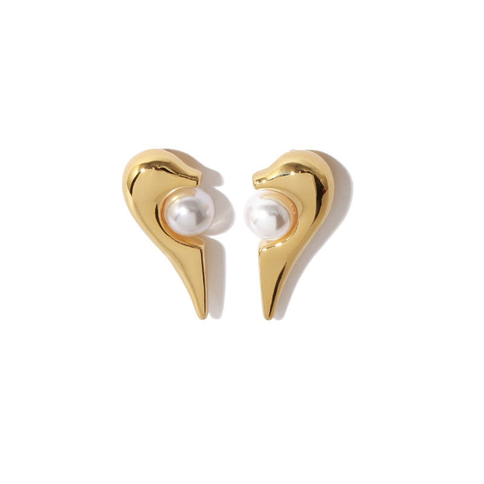 Wholesale Brass Gold Stereo Love Beads With Stud Earrings JDC-ES-YWLY040 Earrings 丽轶 Wholesale Jewelry JoyasDeChina Joyas De China