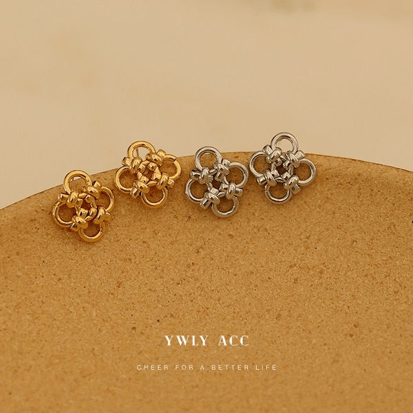 Wholesale Brass Metal Line Chinese Knot Stud Earrings JDC-ES-YWLY039 Earrings 丽轶 Wholesale Jewelry JoyasDeChina Joyas De China