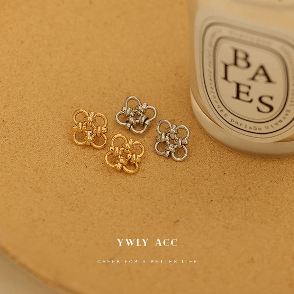 Wholesale Brass Metal Line Chinese Knot Stud Earrings JDC-ES-YWLY039 Earrings 丽轶 Wholesale Jewelry JoyasDeChina Joyas De China