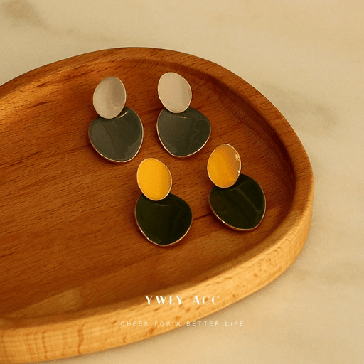 Wholesale Brass Morandi Contrast Color Drip Disc Earrings JDC-ES-YWLY028 Earrings 丽轶 Wholesale Jewelry JoyasDeChina Joyas De China