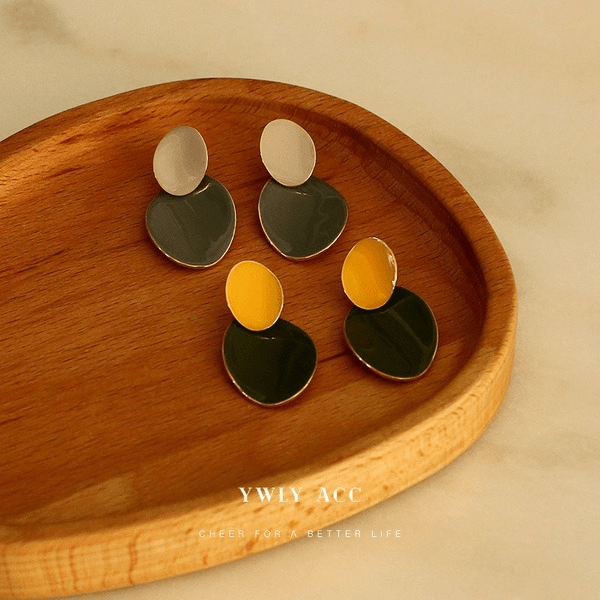 Wholesale Brass Morandi Contrast Color Drip Disc Earrings JDC-ES-YWLY028 Earrings 丽轶 Wholesale Jewelry JoyasDeChina Joyas De China