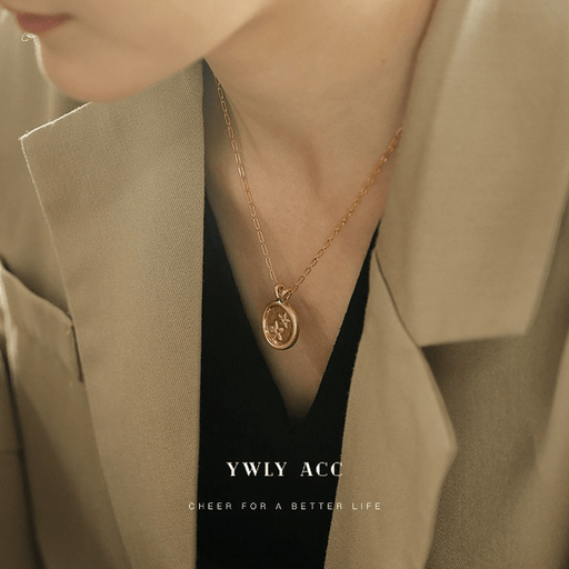 Wholesale Brass Old Craft Flower Embossed Tag Necklace JDC-NE-YWLY013 necklaces 丽轶 Wholesale Jewelry JoyasDeChina Joyas De China