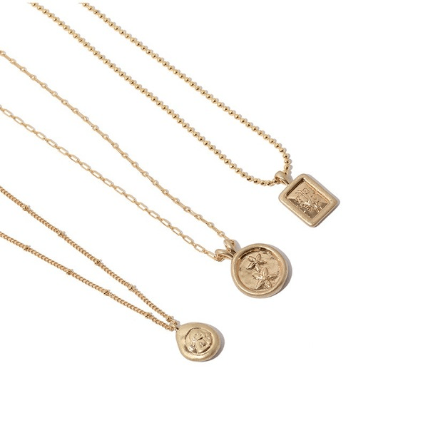 Wholesale Brass Old Craft Flower Embossed Tag Necklace JDC-NE-YWLY013 necklaces 丽轶 Wholesale Jewelry JoyasDeChina Joyas De China