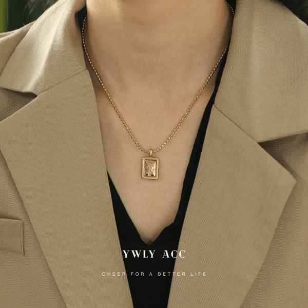 Wholesale Brass Old Craft Flower Embossed Tag Necklace JDC-NE-YWLY013 necklaces 丽轶 Wholesale Jewelry JoyasDeChina Joyas De China