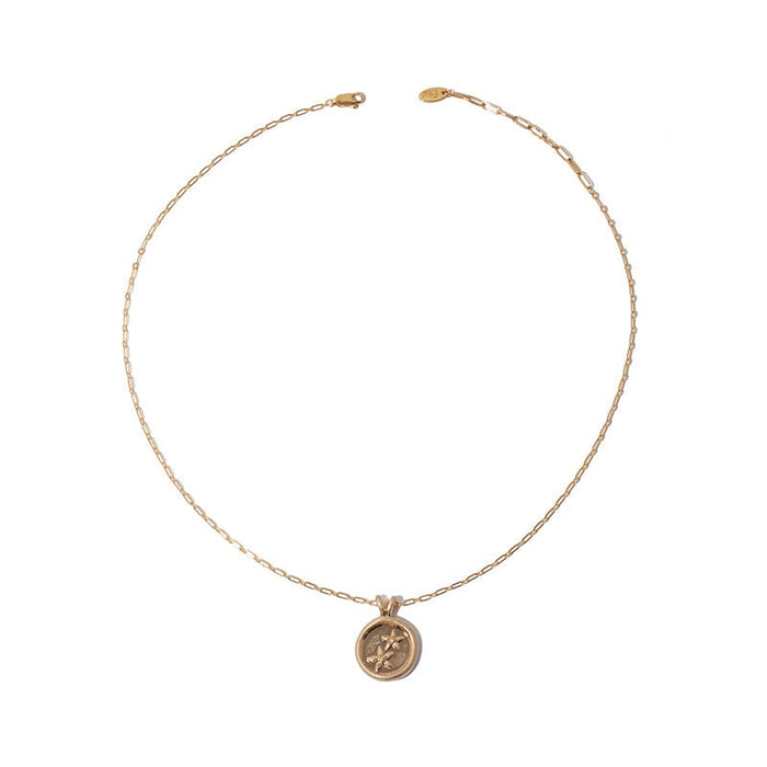 Wholesale Brass Old Craft Flower Embossed Tag Necklace JDC-NE-YWLY013 necklaces 丽轶 Round brand Wholesale Jewelry JoyasDeChina Joyas De China