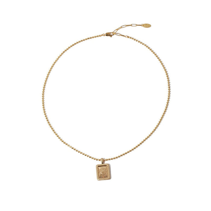 Wholesale Brass Old Craft Flower Embossed Tag Necklace JDC-NE-YWLY013 necklaces 丽轶 Square card Wholesale Jewelry JoyasDeChina Joyas De China