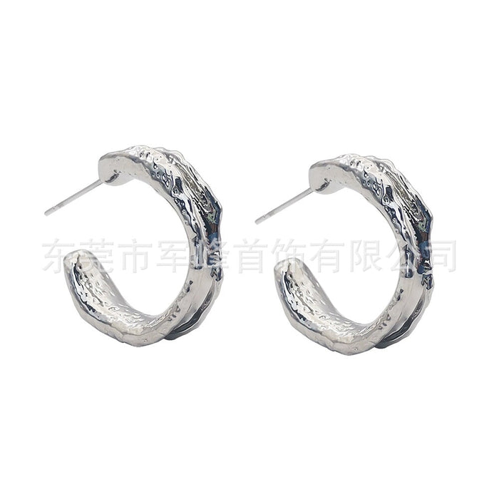 Wholesale Brass Plated White Steel Lava Earrings JDC-ES-Junf001 Earrings 军峰 Wholesale Jewelry JoyasDeChina Joyas De China