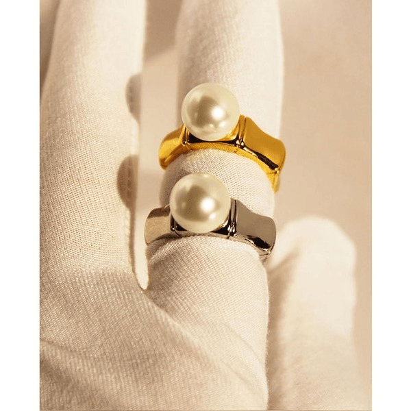 Wholesale Brass Real Gold Plated Vintage Bamboo Pearl Ring JDC-RS-BaoLi064 Rings 宝莉 Wholesale Jewelry JoyasDeChina Joyas De China