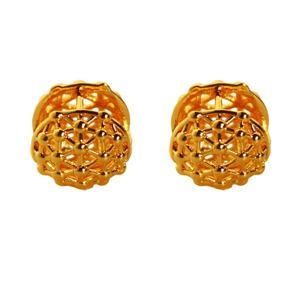 Wholesale Brass Round Ball Ear Buckles Hollow Braided Metal JDC-ES-BaoLi005 Earrings 宝莉 Wholesale Jewelry JoyasDeChina Joyas De China