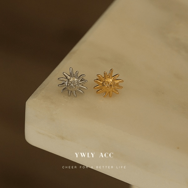 Wholesale Brass Two Color Stereo Small Sun Ear Clip JDC-ES-YWLY059 Earrings 丽轶 Wholesale Jewelry JoyasDeChina Joyas De China