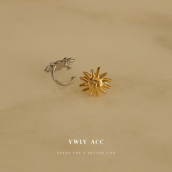 Wholesale Brass Two Color Stereo Small Sun Ear Clip JDC-ES-YWLY059 Earrings 丽轶 Wholesale Jewelry JoyasDeChina Joyas De China