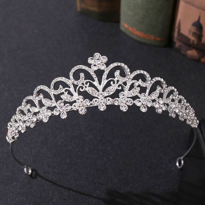 Wholesale Bridal Crown Flower Rhinestone Alloy Headband JDC-HD-ZuanG001 Headband 钻岗 Wholesale Jewelry JoyasDeChina Joyas De China