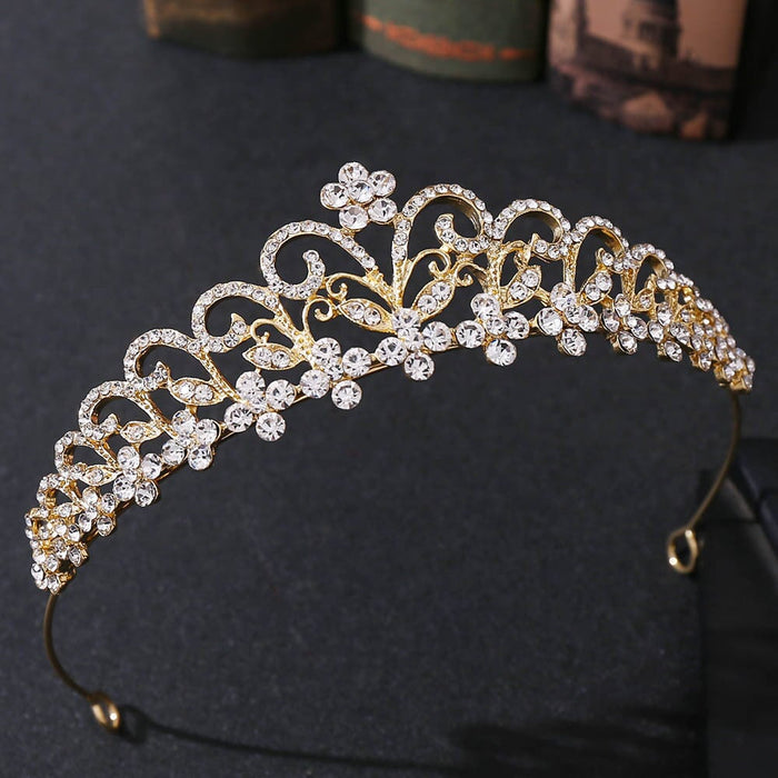 Wholesale Bridal Crown Flower Rhinestone Alloy Headband JDC-HD-ZuanG001 Headband 钻岗 Wholesale Jewelry JoyasDeChina Joyas De China