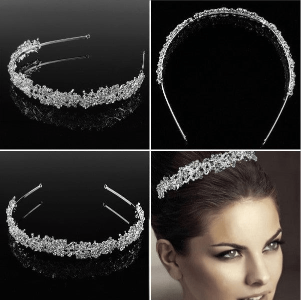 Wholesale bride Rhinestone Silver Plated small fragrance hair band JDC-HD-JianZ001 headband 简质 Wholesale Jewelry JoyasDeChina Joyas De China