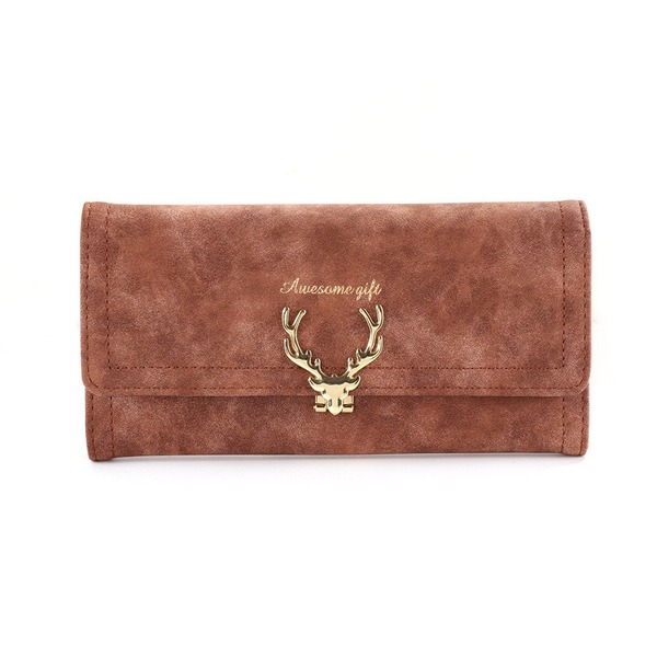 Bulk Jewelry Wholesale brown frosted long tri-fold fawnWallet  JDC-WT-jh001 Wholesale factory from China YIWU China