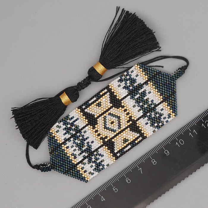 Bulk Jewelry Wholesale Brown geometric eye rice bead woven Bracelet JDC-gbh304 Wholesale factory from China YIWU China