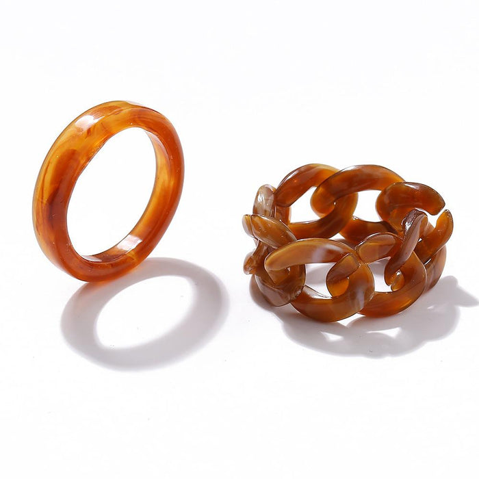 Bulk Jewelry Wholesale brown geometric resin about retro chain ring JDC-RS-F376 Wholesale factory from China YIWU China