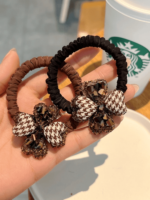 Wholesale brown leather band bow hair circle JDC-HS-GSMC021 Hair Scrunchies 曌彩 Wholesale Jewelry JoyasDeChina Joyas De China