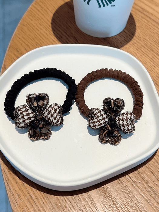 Wholesale brown leather band bow hair circle JDC-HS-GSMC021 Hair Scrunchies 曌彩 Wholesale Jewelry JoyasDeChina Joyas De China