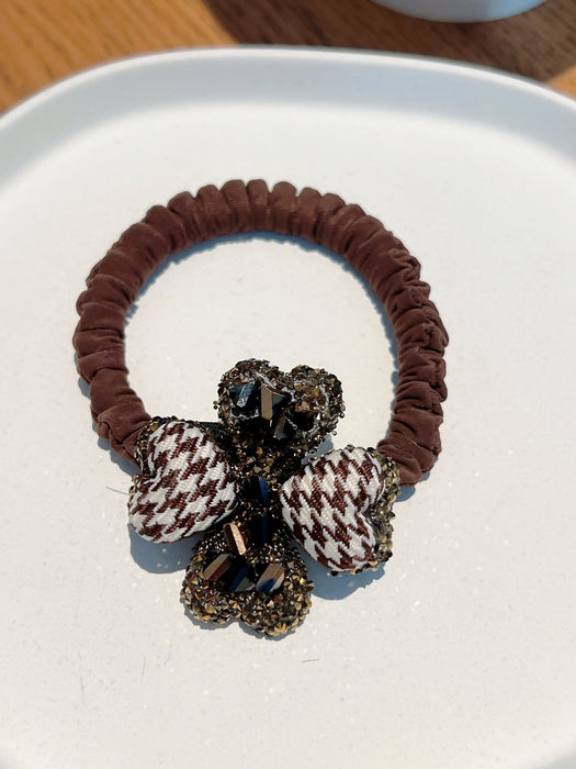 Wholesale brown leather band bow hair circle JDC-HS-GSMC021 Hair Scrunchies 曌彩 brown Wholesale Jewelry JoyasDeChina Joyas De China