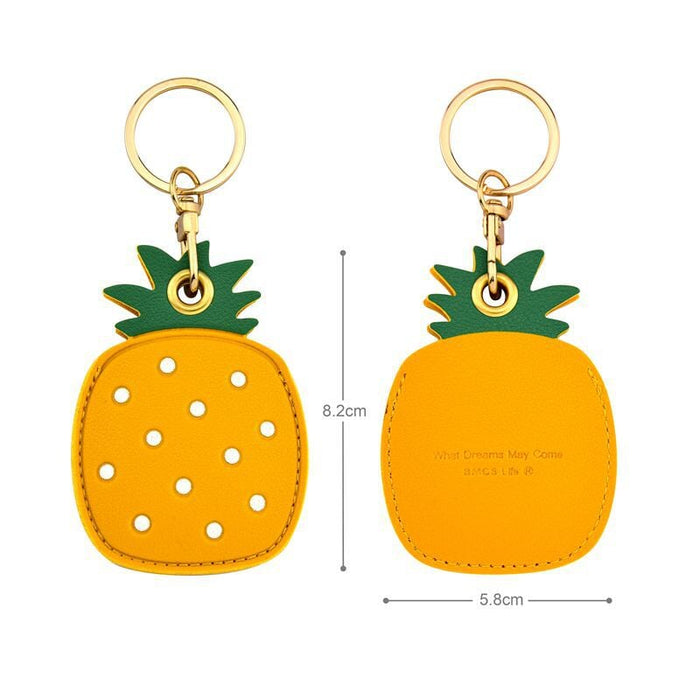 Wholesale brown leather keychain JDC-KC-Bam004 Keychains 捌门 LOOK4 access card cover-pineapple Wholesale Jewelry JoyasDeChina Joyas De China