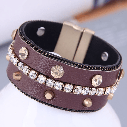 Wholesale Brown Leather Magnetic Bracelet JDC-BT-WY118 Bracelet 威扬 Wholesale Jewelry JoyasDeChina Joyas De China