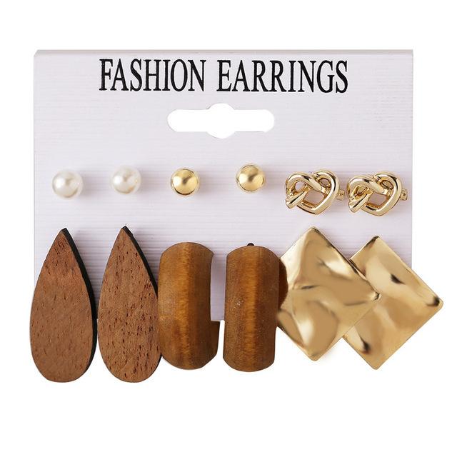 Bulk Jewelry Wholesale Brown Spotted Plastic Tassel Earring Set JDC-ES-F225 Wholesale factory from China YIWU China