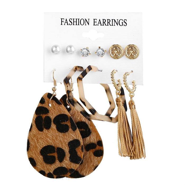 Bulk Jewelry Wholesale Brown Spotted Plastic Tassel Earring Set JDC-ES-F225 Wholesale factory from China YIWU China