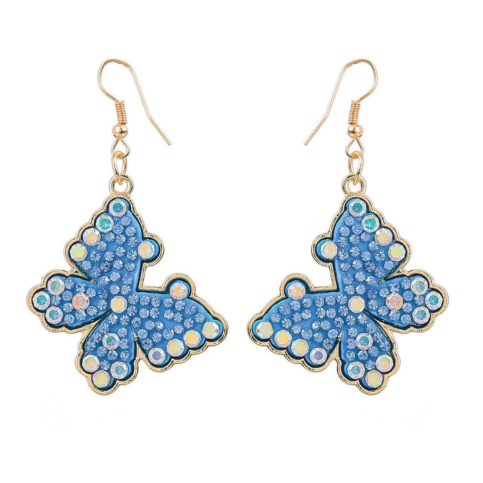 Wholesale butterfly fancy color diamond insect alloy earrings JDC-ES-JL952 Earrings 氿乐 Wholesale Jewelry JoyasDeChina Joyas De China
