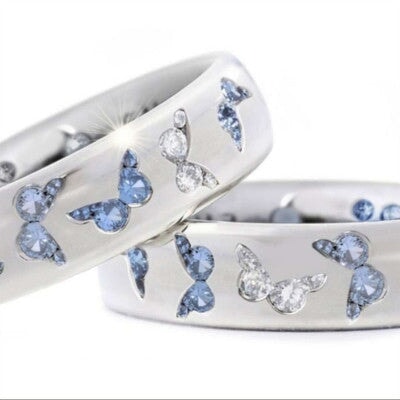 Wholesale butterfly inlaid with mixed color zircon alloy ring JDC-RS-hengzi001 Rings 恒姿 Wholesale Jewelry JoyasDeChina Joyas De China