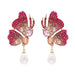 Wholesale Butterfly Rhinestone Alloy Earrings JDC-ES-LIUM049 Earrings 榴芒 red Wholesale Jewelry JoyasDeChina Joyas De China