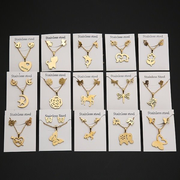 Wholesale Butterfly Unicorn Stainless Steel Stud Earrings Necklace Set JDC-NE-000 necklace JoyasDeChina Wholesale Jewelry JoyasDeChina Joyas De China