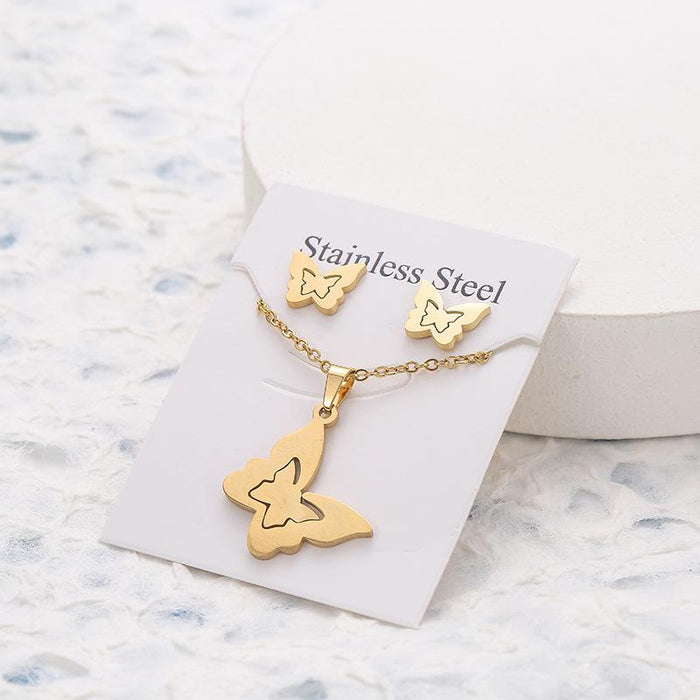 Wholesale Butterfly Unicorn Stainless Steel Stud Earrings Necklace Set JDC-NE-000 necklace JoyasDeChina Wholesale Jewelry JoyasDeChina Joyas De China