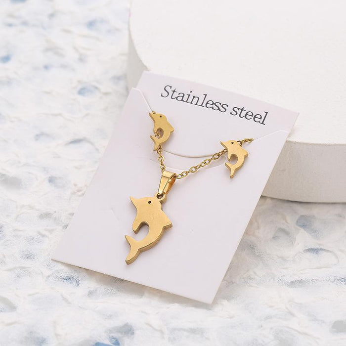 Wholesale Butterfly Unicorn Stainless Steel Stud Earrings Necklace Set JDC-NE-000 necklace JoyasDeChina Wholesale Jewelry JoyasDeChina Joyas De China