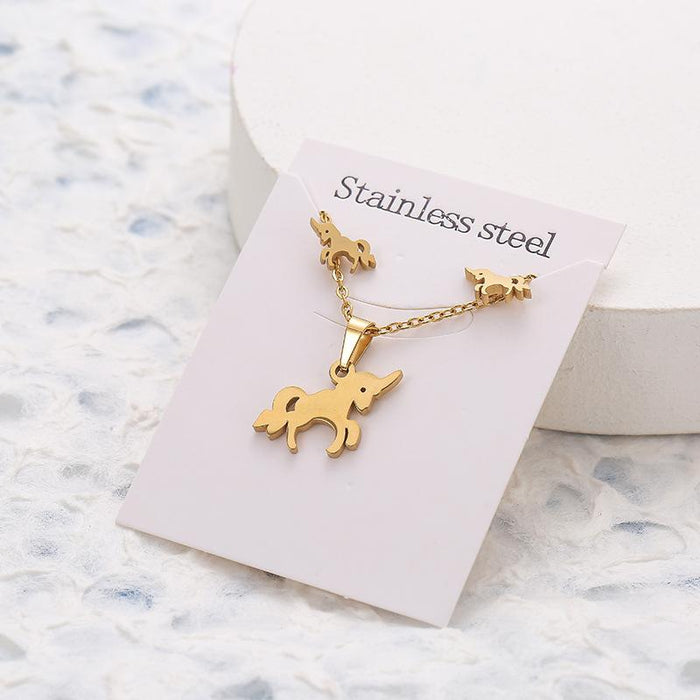 Wholesale Butterfly Unicorn Stainless Steel Stud Earrings Necklace Set JDC-NE-000 necklace JoyasDeChina Wholesale Jewelry JoyasDeChina Joyas De China