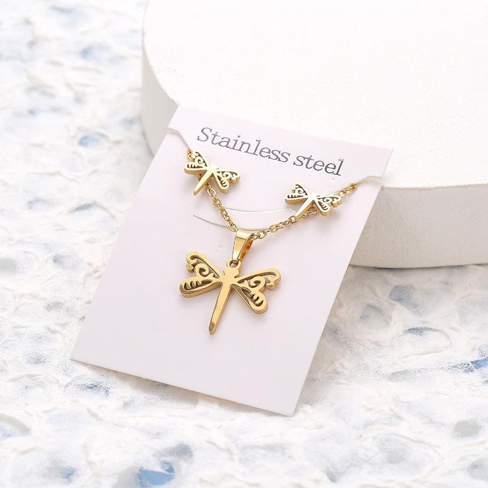 Wholesale Butterfly Unicorn Stainless Steel Stud Earrings Necklace Set JDC-NE-000 necklace JoyasDeChina qingting Wholesale Jewelry JoyasDeChina Joyas De China