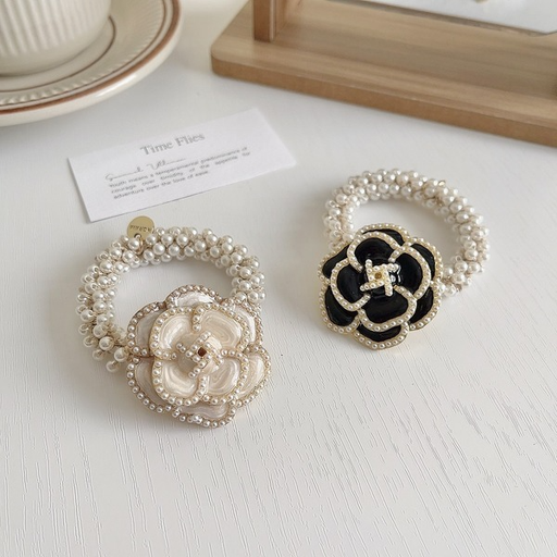 Wholesale Camellia Alloy Pearl Rhinestone Hair Scrunchies JDC-HS-GSMC009 Hair Scrunchies 曌彩 Wholesale Jewelry JoyasDeChina Joyas De China