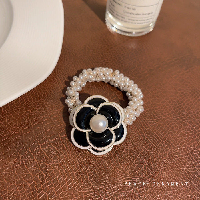 Wholesale Camellia Alloy Pearl Rhinestone Hair Scrunchies JDC-HS-GSMC009 Hair Scrunchies 曌彩 6 black Wholesale Jewelry JoyasDeChina Joyas De China