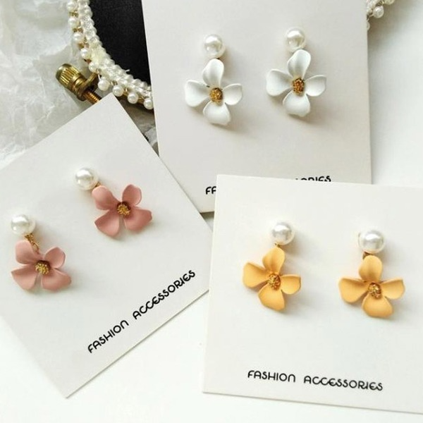 Bulk Jewelry Wholesale candy color alloy small flower Pearl Earrings JDC-ES-sf049 Wholesale factory from China YIWU China