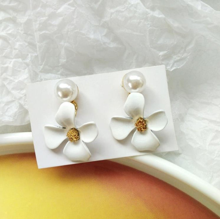 Bulk Jewelry Wholesale candy color alloy small flower Pearl Earrings JDC-ES-sf049 Wholesale factory from China YIWU China