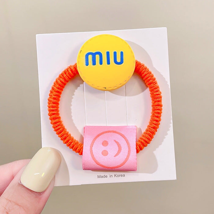 Wholesale candy color Miu bean letter smiling face Hair Scrunchies (F) JDC-HS-GSHX058 Hair Scrunchies 恒曦 4#organ Wholesale Jewelry JoyasDeChina Joyas De China
