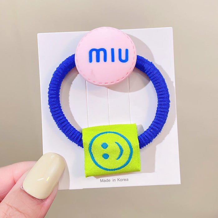 Wholesale candy color Miu bean letter smiling face Hair Scrunchies (F) JDC-HS-GSHX058 Hair Scrunchies 恒曦 Wholesale Jewelry JoyasDeChina Joyas De China
