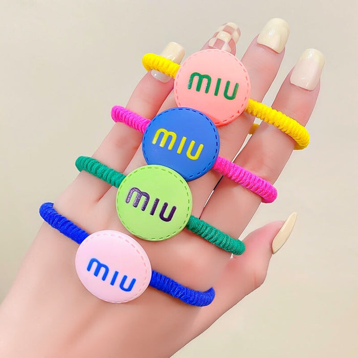 Wholesale candy color Miu bean letter smiling face Hair Scrunchies (F) JDC-HS-GSHX058 Hair Scrunchies 恒曦 Wholesale Jewelry JoyasDeChina Joyas De China