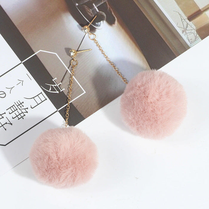 Wholesale Candy Color Rhinestone Hair Ball Earrings JDC-ES-GSMDD021 Earrings 萌豆豆 E1659-5 pink Wholesale Jewelry JoyasDeChina Joyas De China