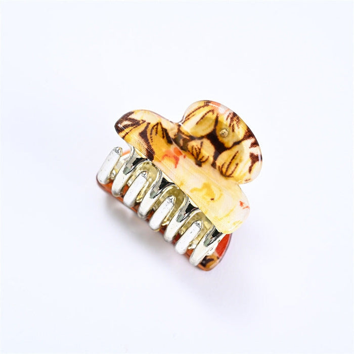 Wholesale candy color small flower diamond shape double tooth hairpin JDC-HC-YingT002 Hair Clips 迎泰 4cm light coffee Wholesale Jewelry JoyasDeChina Joyas De China
