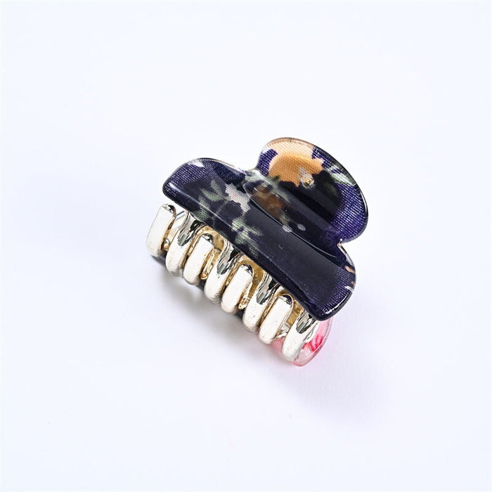 Wholesale candy color small flower diamond shape double tooth hairpin JDC-HC-YingT002 Hair Clips 迎泰 4cm navy blue Wholesale Jewelry JoyasDeChina Joyas De China