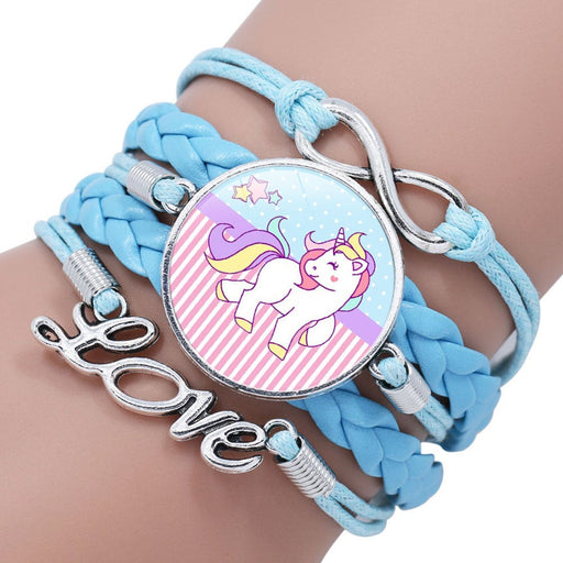 Wholesale Cartoon Alloy Artificial Leather Glass Time Gemstone Braided Bracelet JDC-BT-NingX007 Bracelet 柠祥 Wholesale Jewelry JoyasDeChina Joyas De China