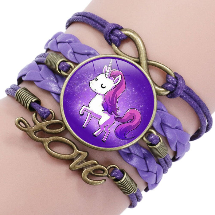 Wholesale Cartoon Alloy Artificial Leather Glass Time Gemstone Braided Bracelet JDC-BT-NingX007 Bracelet 柠祥 Wholesale Jewelry JoyasDeChina Joyas De China