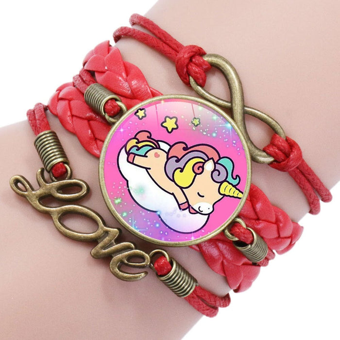 Wholesale Cartoon Alloy Artificial Leather Glass Time Gemstone Braided Bracelet JDC-BT-NingX007 Bracelet 柠祥 Wholesale Jewelry JoyasDeChina Joyas De China