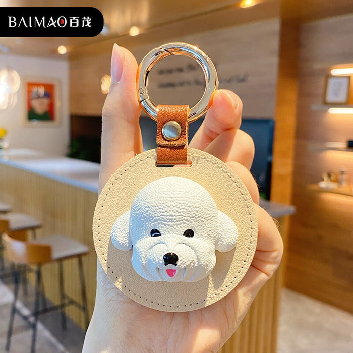 Wholesale Cartoon Leather Teddy Hardware Keychain JDC-KC-BaiM002 Keychains 百茂 white OPP Wholesale Jewelry JoyasDeChina Joyas De China